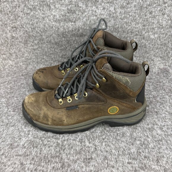 ✅Timberland White Ledge Mens 10M Waterproof Mid Hiking Boot Brown Leather Rugged - Picture 6 of 12
